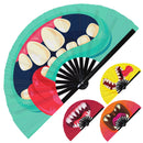 Monster Mouth Halloween Hand Fan Fluorescent Rave Accessories Outfit Unique Halloween Cosplay Outfit Zombie Cute Monster Teeth Costume Ideas